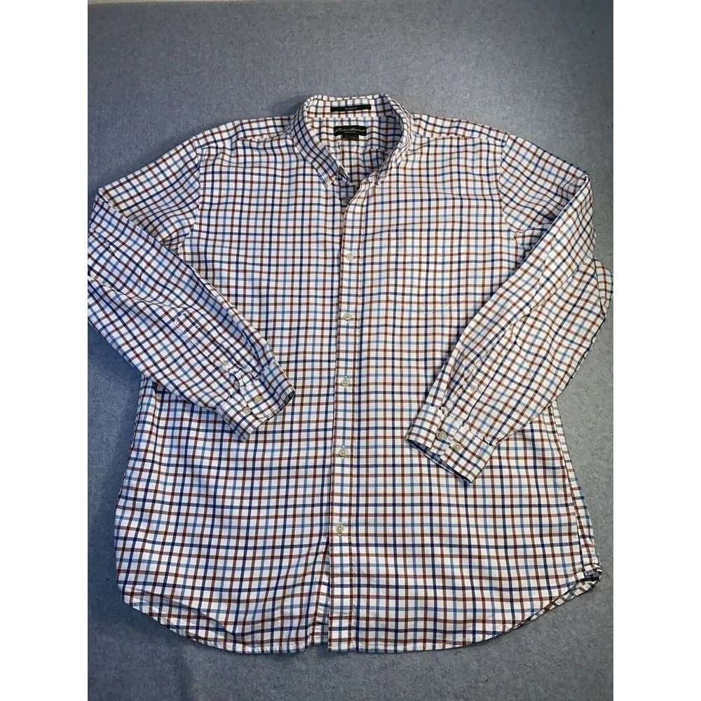 Eddie Bauer Shirt Mens XL Multi Plaid‎ Long Sleeve Button Down Cotton